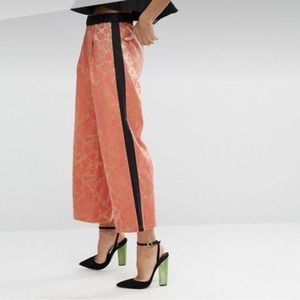 ASOS jacquard floral gold and pink culottes size 6